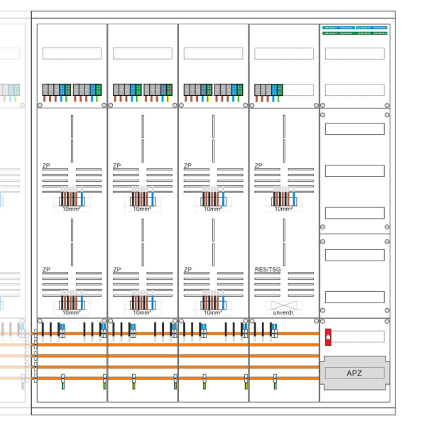 Zählerschrank 17 Zähler, TSG, Verteiler, APZ, 1400mm | 3.HZ | SCHIEGL (rechts)
